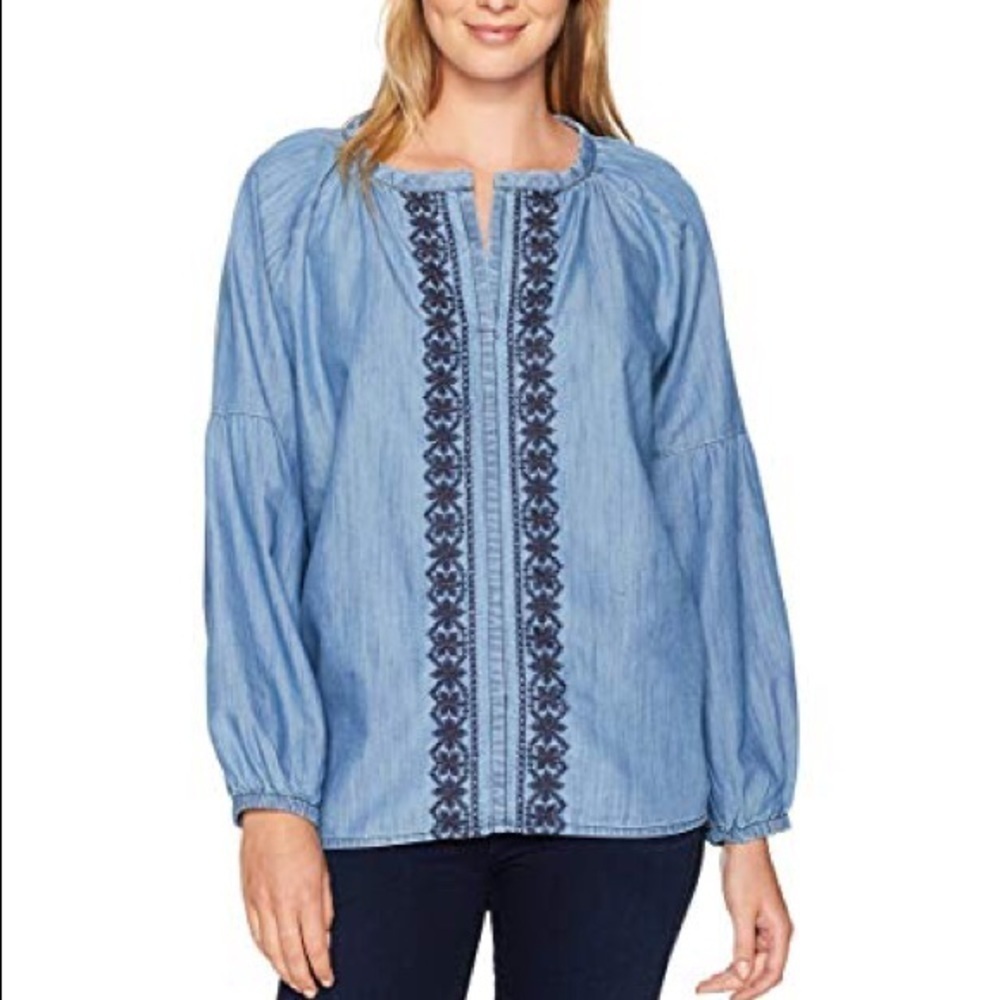 Jag Casper Chambray Blouse Shirt Top Small